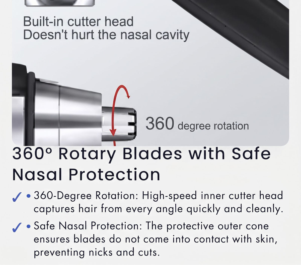 360° Rotary Blades with Safe Nasal Protection