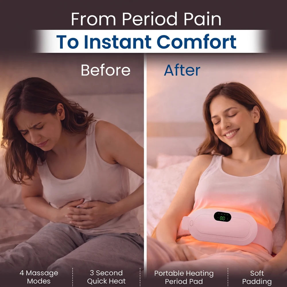 Portable Heating Massage Belt | Cordless Menstrual Cramp & Lower Back Pain Relief
