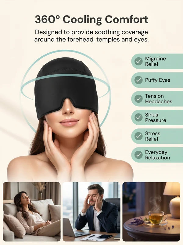 Migraine Relief Cap | Cold & Hot Therapy Ice Hat for Headache Relief