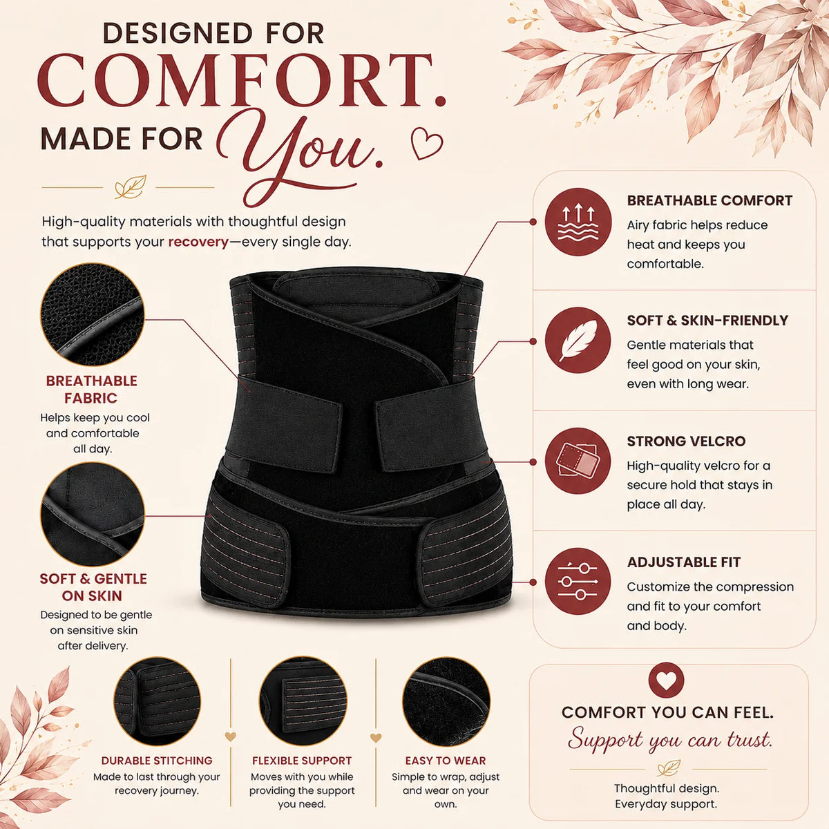 Breathable & Adjustable All-Day Comfort